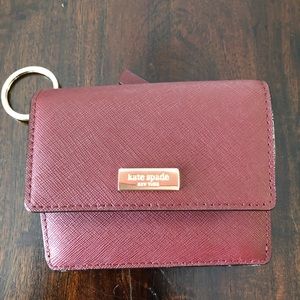 Kate Spade burgundy keychain wallet